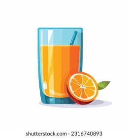 glass of juice vector flat color white background