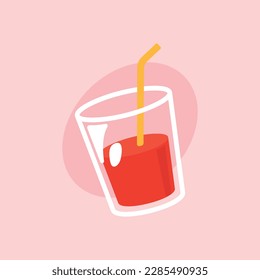 Glas Saft, Vektorsymbol. Köstlich aussehende Fast Food