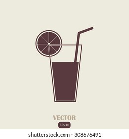 Glass of juice vector illustration. Cocktail or juice Icon. 