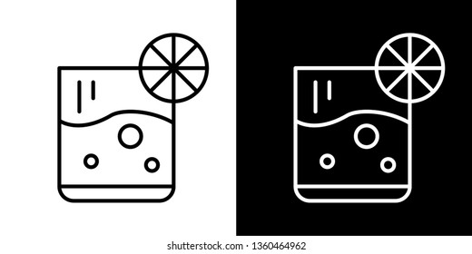 A glass of juice or water. Icon vector set. Logo