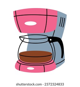 Glass Kettle in Coffeemaker with Coffee Aromatic Drink Vector Illustration