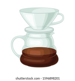 Glass Kettle for Making Tea or Coffee Vector Illustrated Element. Useful Household Item