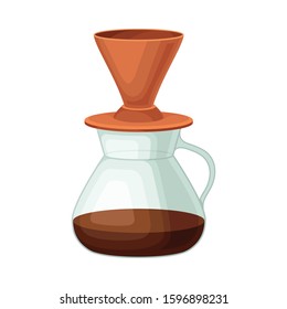 Glass Kettle for Making Tea or Coffee Vector Illustrated Element. Useful Household Item