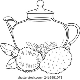 Hervidor de vidrio con té de guanábana