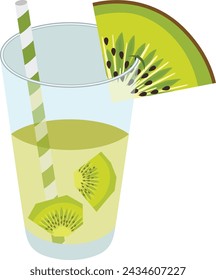Glass of kiwi juice summer refreshment
