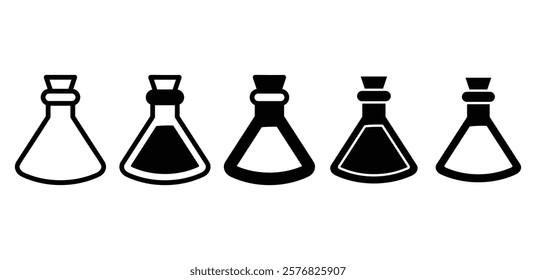 glass lab flasks icon symbol sign vetor design black white color simple illustration collection 