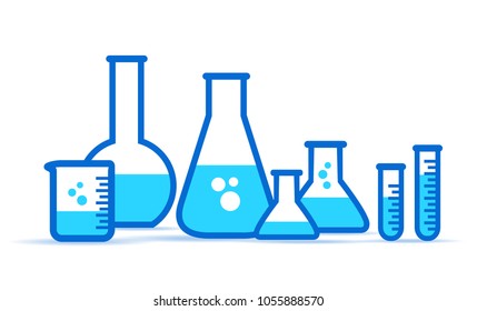 Glass Lab Jars, laboratory equipment icon. Set chemical vessels Vector illustration