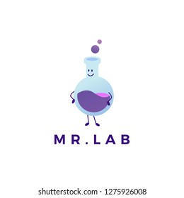 glass lab mascot character logo vector icon illustration