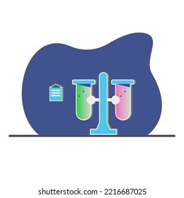 Glass lab vector. Chemists scientists equipment. flat design workspace concept