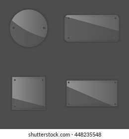 Glass label set. Transparent badges for business promotion advance