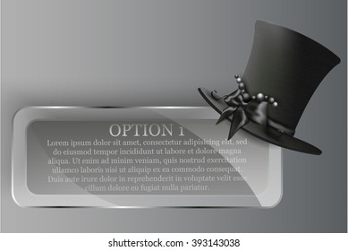 Glass labels in vintage style and black hat.