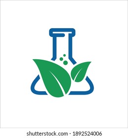 glass labs and leaf flat design logo for agriculture laboratory.