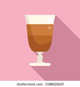 Vector plano de icono de latte de vidrio. Cafe. Mocha Americana