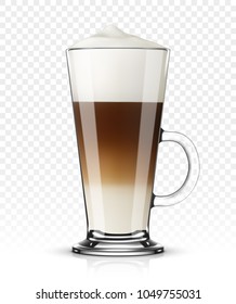 Glass with latte macchiato on transparent background