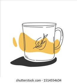 Glass Leaf Outline Vector Illustration