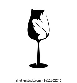 a glass with leaf vector design for your business