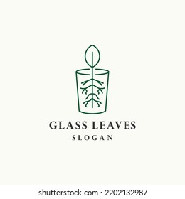 Glass leaves logo icon flat design template