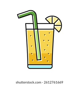 glass lemon beverage color icon vector. glass lemon beverage sign. isolated symbol illustration