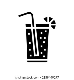 glass lemon beverage glyph icon vector. glass lemon beverage sign. isolated contour symbol black illustration