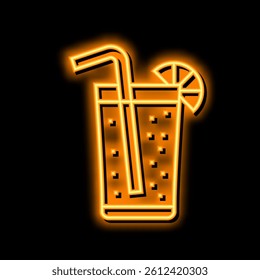glass lemon beverage neon light sign vector. glass lemon beverage illustration
