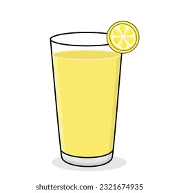 a glass of Lemon juice, fresh Lemon juice, fruity juice, delicious Lemon juice cartoon vector logo icon design illustration wallpaper background