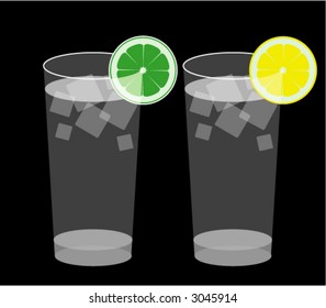 glass with lemon and lime