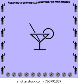 Glass and lemon vector icon