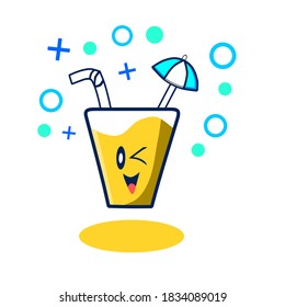 Glass of a lemon Vector Icon Illustration. summer holiday Icon Concept White Isolated. Flat Cartoon Style Suitable for Web Landing Page, Banner, Sticker, Background
