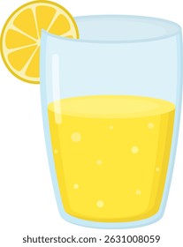 Glass of lemonade citrus slice isolated on a white background. Illustration of summer refreshing drink