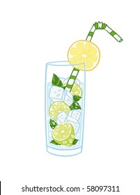 Glass of lemonade decorated with peppermint