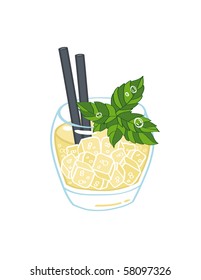 Glass of lemonade decorated with peppermint