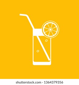 Glass of lemonade with drinking straw