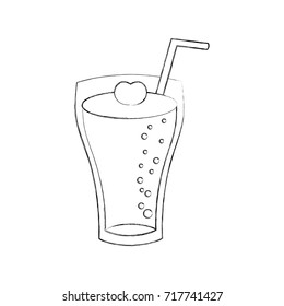 glass of lemonade with drinking straw