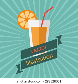 Glass of lemonade in flat design