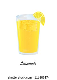 Glass of lemonade isolated on white background