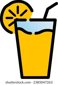 Glas Limonade mit einem Zitronenhalsschnitt und einem Strohhalm. Sommergetränk. Erfrischende Getränke. Einzige Vektorgrafik, flach.