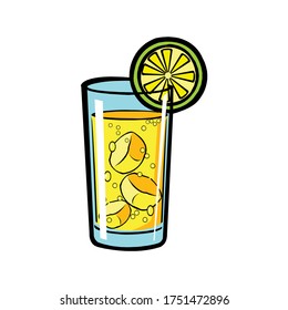 Glass of lemonade with lemon slice. Vector illustration isolated on a white in EPS10