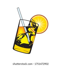 Glass of lemonade with lemon slice. Vector illustration isolated on a white in EPS10