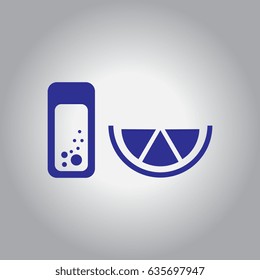 Glass of lemonade with lemon slice. Vector illustration.