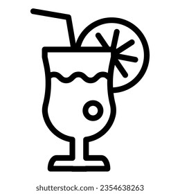 Glass of lemonade line icon. Lemon juice vector illustration isolated on white. Fresh drink outline style design, designed for web and app. Eps 10