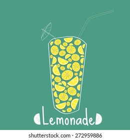 A glass of lemonade with slices vector illustration