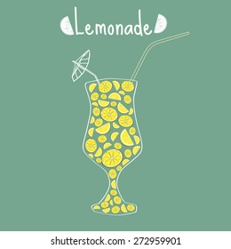 A glass of lemonade with slices vector illustration