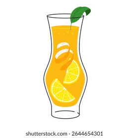 Copo de limonada. Cocktail cítrico de verão com limão e casca de laranja isolado no fundo branco.Beba para menu, bar. Bebida alcoólica de gelo