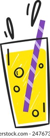 Glass With Lemonade Vector Illustration