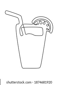 A glass of lemon-lime. Continuous one line drawing