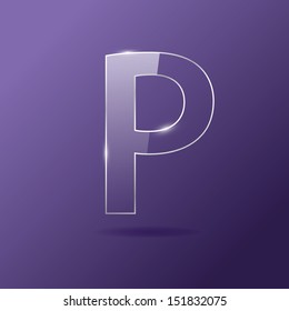 Glass letter P