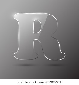 Glass letter R. Vector illustration.