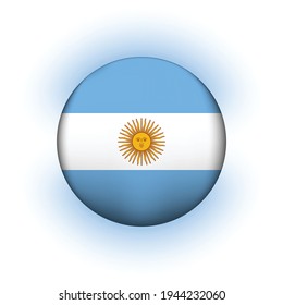 Glass light ball with flag of Argentina. Round sphere, template icon. Argentinian National symbol. Glossy realistic ball, 3D abstract vector illustration highlighted on a white background. Big bubble.