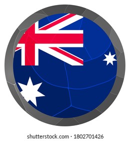 Glass light ball with flag of Australia. Round sphere, template icon. Australian national symbol. Glossy realistic ball, 3D abstract vector illustration highlighted on a white background. Big bubble.