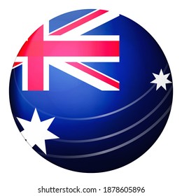 Glass light ball with flag of Australia. Round sphere, template icon. Australian national symbol. Glossy realistic ball, 3D abstract vector illustration highlighted on a white background. Big bubble.
